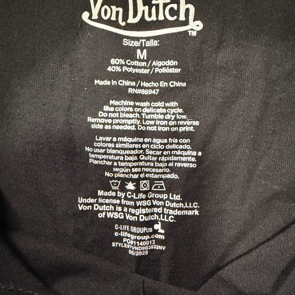 Von Dutch Black Graphic Muscle T-shirt Size Medium - Picture 5 of 8